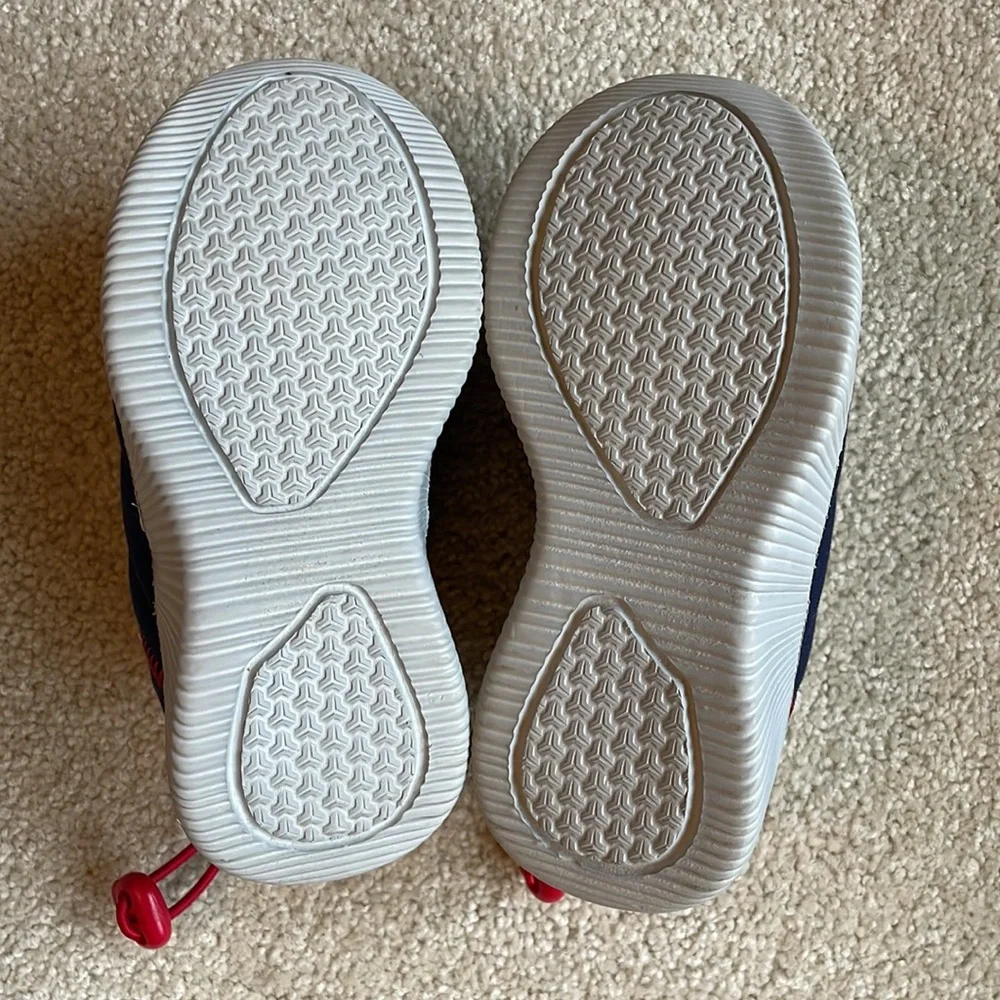 Never worn Lands End slippers w rubber soles Blue red ultra light toddler size 9 - Picture 4 of 6